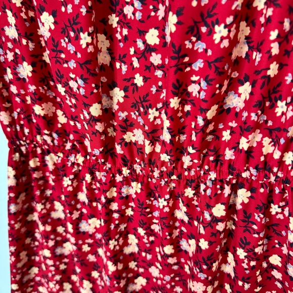 Kimchee Blue Silky Sabrina Shirt Dress Size Small Red Floral ASO Vampire Diaries - Picture 13 of 16